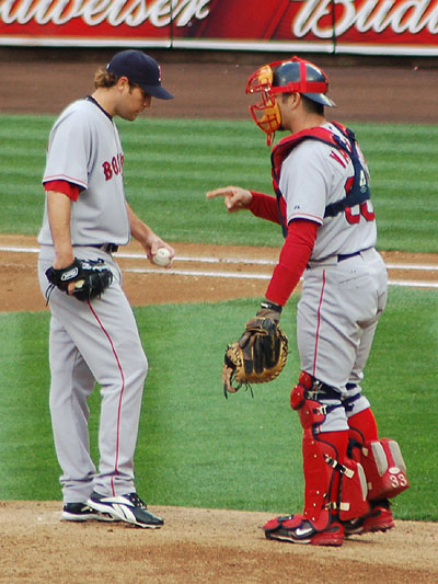 Kason Gabbard and Jason Varitek