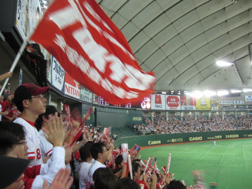 Hello Kitty appears Tokyo Dome, a ball park, in Tokyo during a match  between Tokyo Yomiuri Giants and Hiroshima Carp on Aug.29, 2018.Kitty is a  supporter of Hellosmile Project, a campaign to